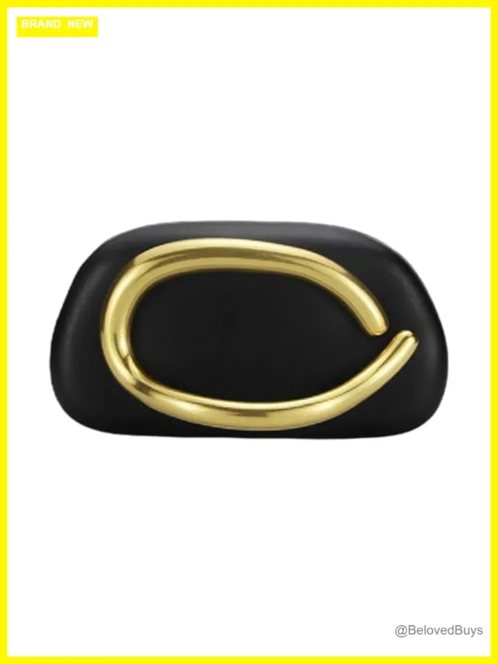 Faux Leather Metal Handle Clutch Handbag